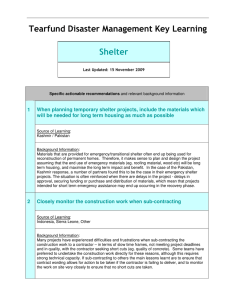 Tearfund Disaster Management Key Learning Shelter