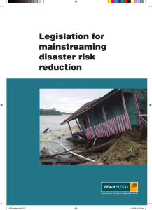 Legislation for mainstreaming disaster risk reduction