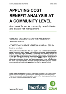 APPLYING COST BENEFIT ANALYSIS AT A COMMUNITY LEVEL