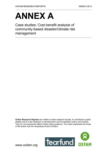 ANNEX A  Case studies: Cost benefit analysis of community-based disaster/climate risk