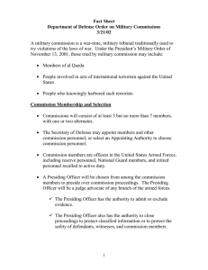 Fact Sheet Department of Defense Order on Military Commissions 3/21/02