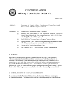 Department of Defense Military Commission Order No. 1