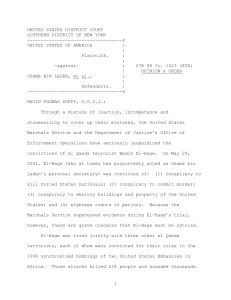 UNITED STATES DISTRICT COURT SOUTHERN DISTRICT OF NEW YORK -----------------------------------X