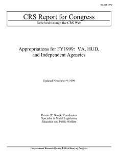 CRS Report for Congress Appropriations for FY1999:  VA, HUD,