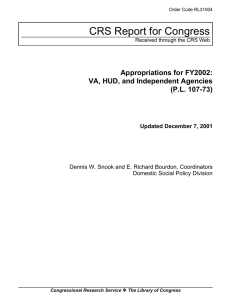 CRS Report for Congress Appropriations for FY2002: VA, HUD, and Independent Agencies