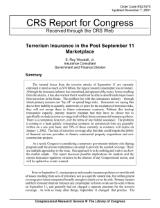 CRS Report for Congress Terrorism Insurance in the Post September 11 Marketplace