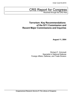 CRS Report for Congress Terrorism: Key Recommendations of the 9/11 Commission and