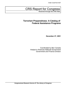 CRS Report for Congress Terrorism Preparedness: A Catalog of Federal Assistance Programs
