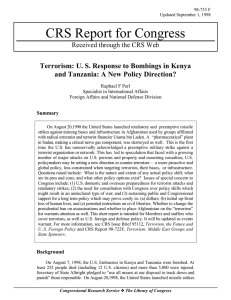 CRS Report for Congress and Tanzania: A New Policy Direction?
