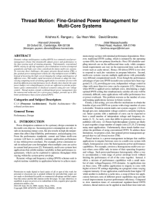 Thread Motion: Fine-Grained Power Management for Multi-Core Systems Krishna K. Rangan Gu-Yeon Wei