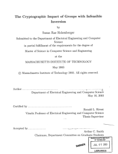 The  Cryptographic  Impact  of  Groups ... Inversion Susan  Rae  Hohenberger