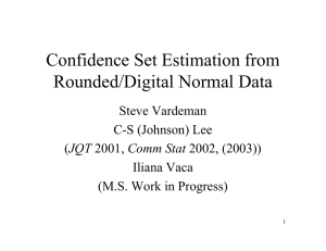 Confidence Set Estimation from Rounded/Digital Normal Data Steve Vardeman C-S (Johnson) Lee