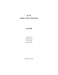 IE 361 Quality Culture Mini-Paper ISO 9000 Mike Hansen