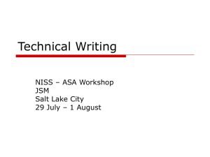 Technical Writing NISS – ASA Workshop JSM Salt Lake City