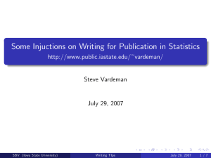 Some Injuctions on Writing for Publication in Statistics  Steve Vardeman