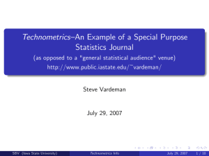 Technometrics–An Example of a Special Purpose Statistics Journal