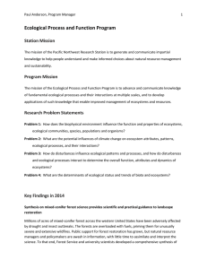 Ecological Process and Function Program Station Mission