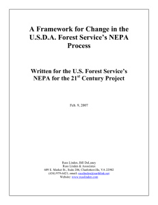 A Framework for Change in the U.S.D.A. Forest Service’s NEPA Process