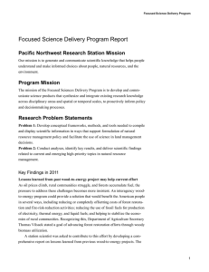 Focused Science Delivery Program Report Pacific Northwest Research Station Mission