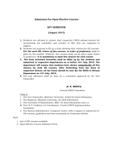 Admission For Open Elective Courses III SEMESTER (August, 2015)