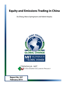 Equity and Emissions Trading in China TSINGHUA - MIT Report No. 257