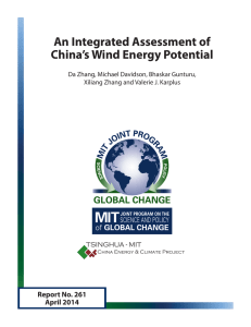 An Integrated Assessment of China’s Wind Energy Potential Report No. 261 April 2014