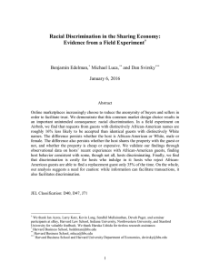 Racial Discrimination in the Sharing Economy: Evidence from a Field Experiment