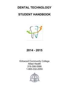 DENTAL TECHNOLOGY  STUDENT HANDBOOK 2014 - 2015