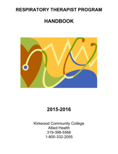 HANDBOOK 2015-2016 RESPIRATORY THERAPIST PROGRAM