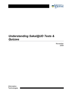 Understanding Sakai@UD Tests &amp; Quizzes November