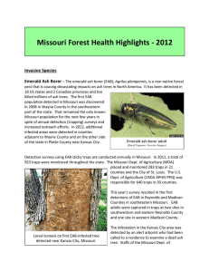 Missouri Forest Health Highlights - 2012  Invasive Species Emerald Ash Borer