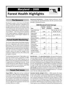 Forest Health Highlights Maryland 2009 The Resource