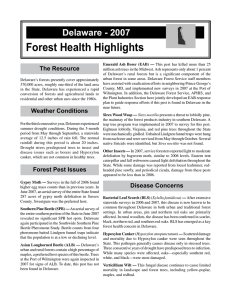 Forest Health Highlights Delaware - 2007 The Resource