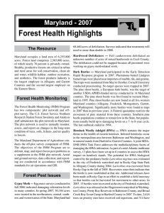 Forest Health Highlights Maryland - 2007 The Resource