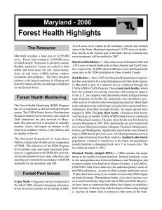 Forest Health Highlights Maryland - 2006 The Resource