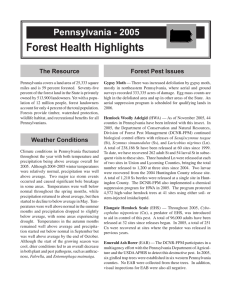 Forest Health Highlights Pennsylvania - 2005 Forest Pest Issues The Resource