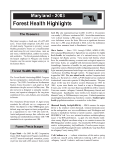 Forest Health High lights Maryland - 2003 The Resource