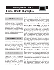 Forest Health High lights Pennsylvania - 2003 The Resource