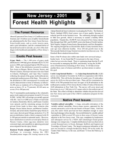Forest Health Highlights New Jersey - 2001 The Forest Resource