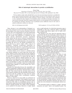 Role of anisotropic interactions in protein crystallization Xueyu Song