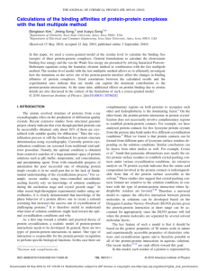 Calculations of the binding affinities of protein-protein complexes Bongkeun Kim, Jiming Song,