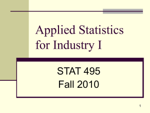 Applied Statistics for Industry I STAT 495 Fall 2010