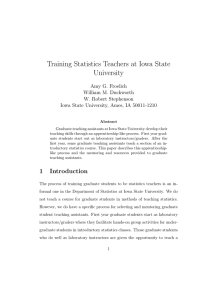 Training Statistics Teachers at Iowa State University Amy G. Froelich William M. Duckworth