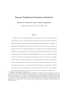 Beyond Traditional Statistical Methods William M. Duckworth and W. Robert Stephenson