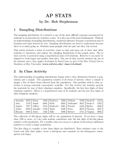 AP STATS by Dr. Bob Stephenson 1 Sampling Distributions