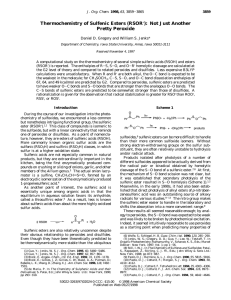 Thermochemistry of Sulfenic Esters (RSOR ): Not Just Another Pretty Peroxide ′