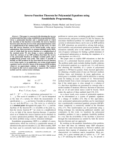 Inverse Function Theorem for Polynomial Equations using Semidefinite Programming,
