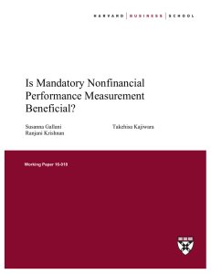 Is Mandatory Nonfinancial Performance Measurement Beneficial? Susanna Gallani