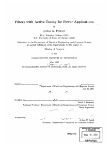 Filters with  Active  Tuning  for  Power ... Joshua  W.  Phinney B.A.,