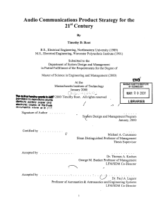 Audio  Communications  Product Strategy for the &#34;t Century 2 1